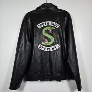 Riverdale South Side Serpent Black Faux Leather Biker Jacket Large Spirit Archie